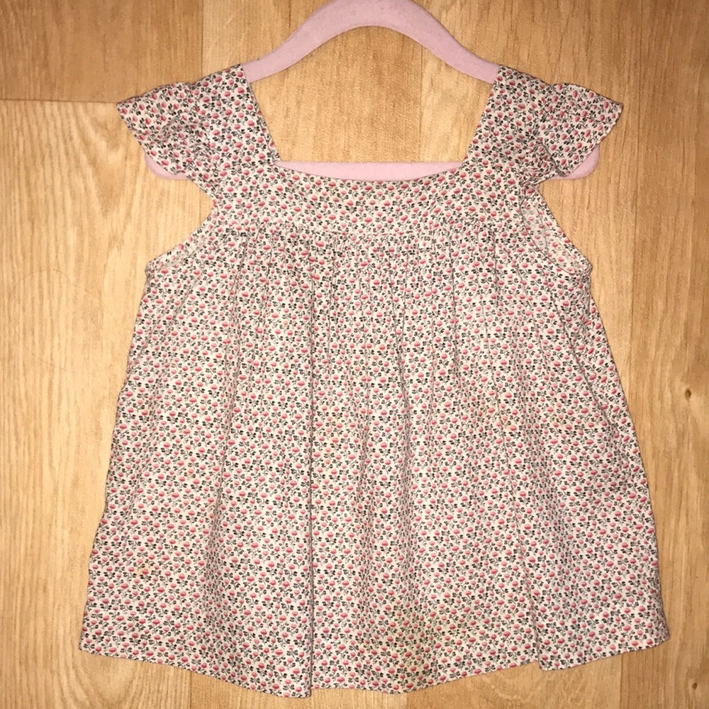 Bonpoint Girls Size 4 Floral Flutter Sleeve Top
